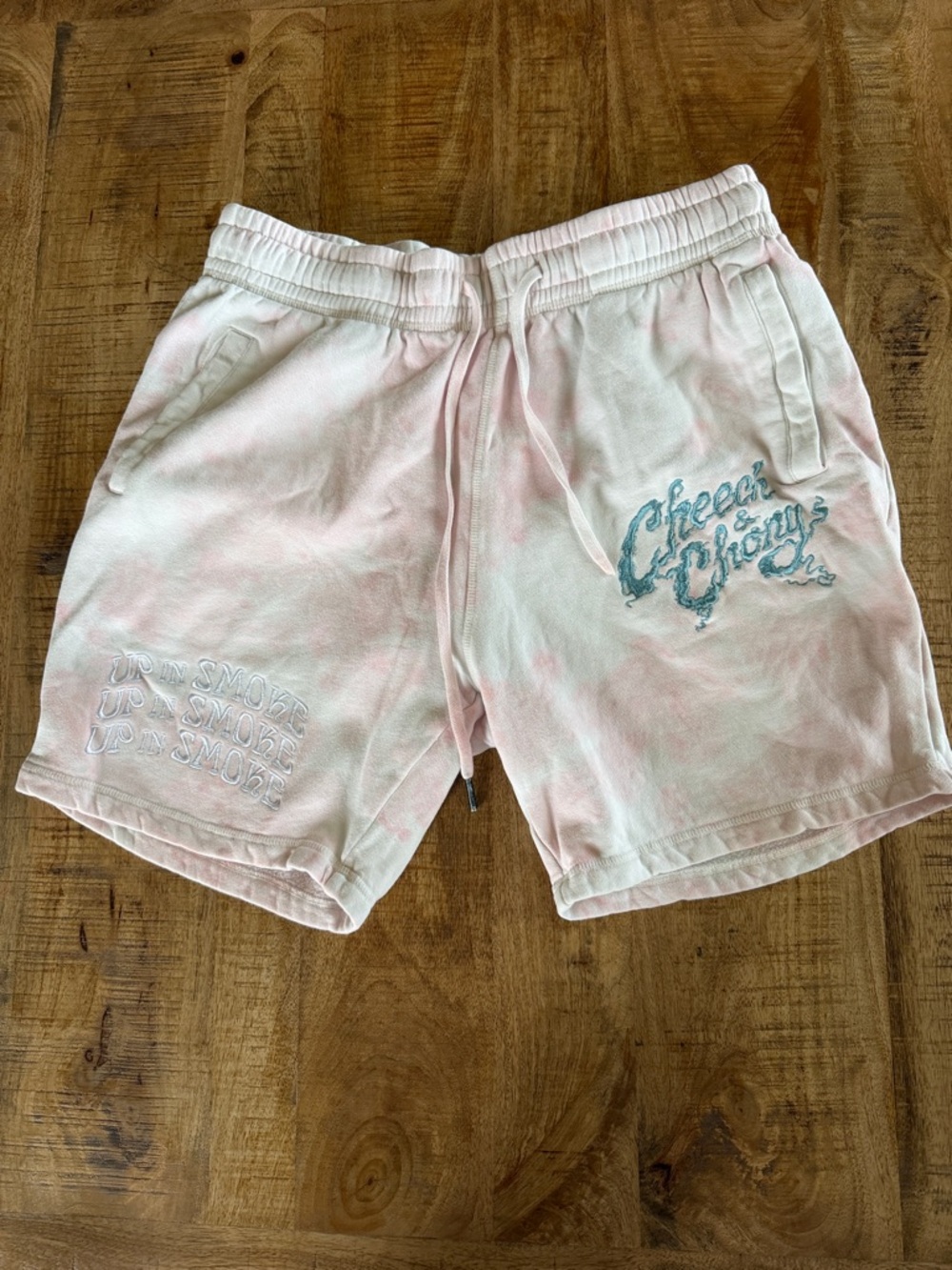 Men's Pink Tie-Dye Athletic Shorts with Embroidered Logo